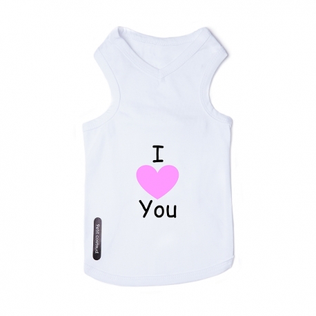 T-shirt pour chien blanc I love pink