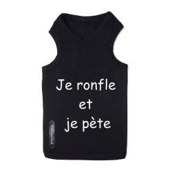 T-shirt pour chien noir je ronfle