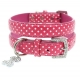 Collier pour chien rose à pois