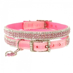 Collier pour chien Swarovski rose