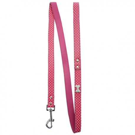 Laisse pour chien rose petits pois