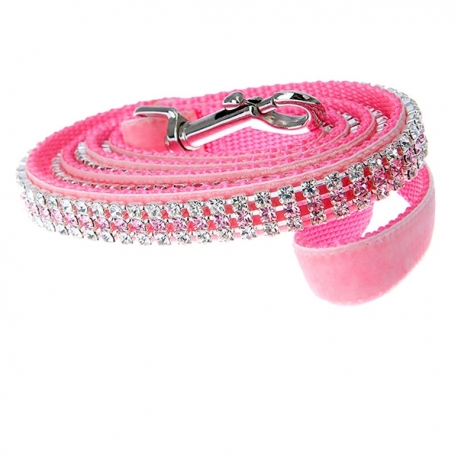 Laisse pour chien Swarovski rose