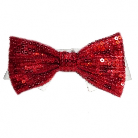 Noeud papillon pour chien paillettes rouge