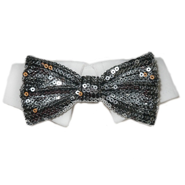 Collier nœud papillon paillettes noir pour chat et chaton - Vêtement chat