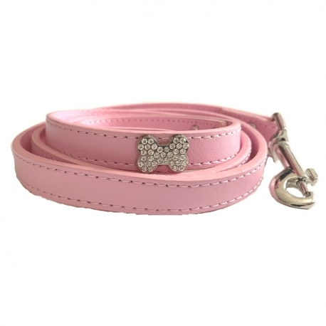 Laisse pour chien bling bling rose bonbon