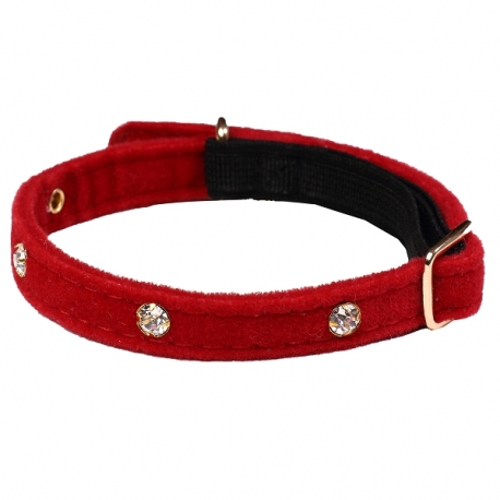Collier pour chat velours rouge