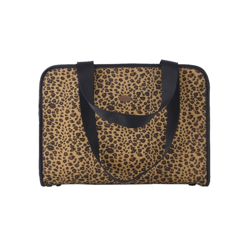 Sac de transport pour petit chien en velours léopard