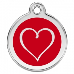 Médaille pour chien à graver coeur rouge