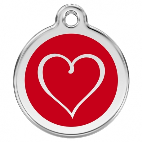 Médaille pour chien à graver coeur rouge