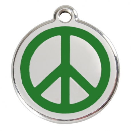 Médaille pour chien à graver Peace & Love vert