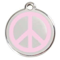 Médaille pour chien à graver Peace & Love rose