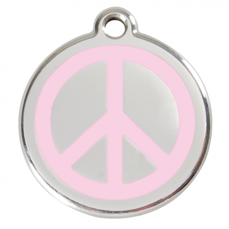 Médaille pour chien à graver Peace & Love rose