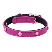 Collier pour petit chien rose à clous